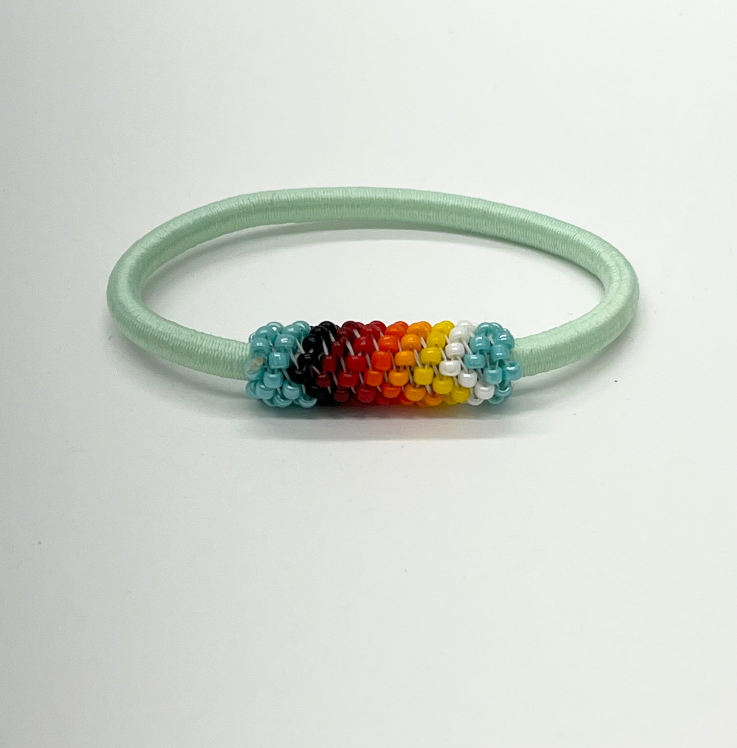 Beaded Hair Ties; Sea Foam Green