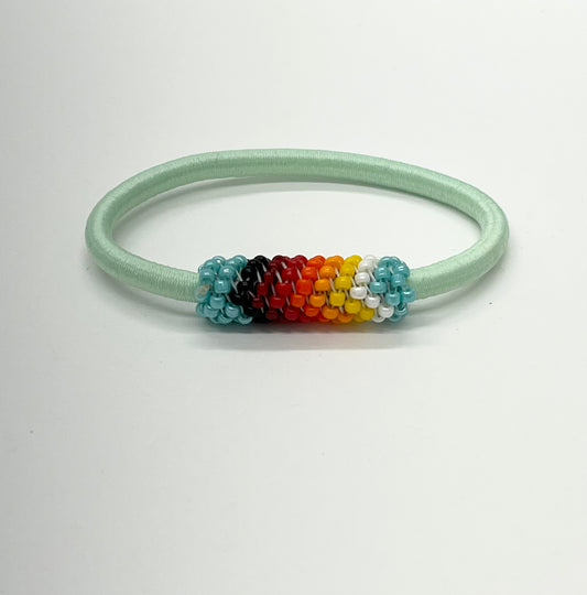 Beaded Hair Ties; Sea Foam Green