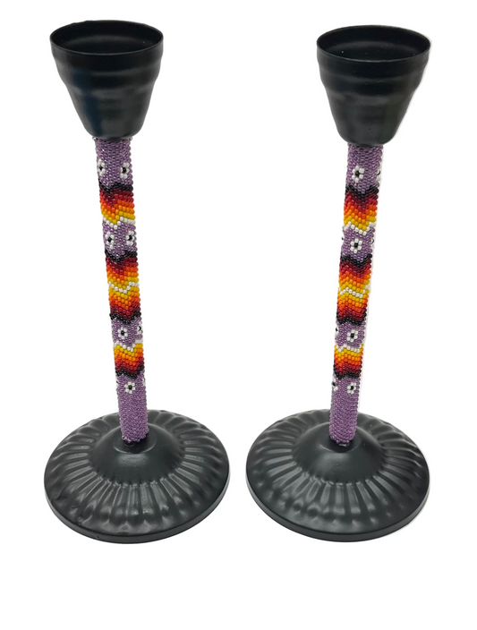 Beaded Candlesticks; Lavender (set of 2)