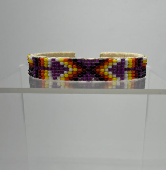 Beaded Cuff Bracelet; Purple
