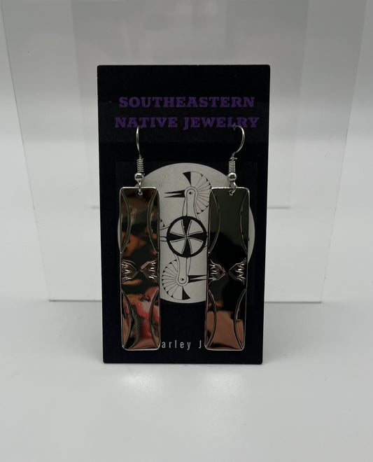 Charley Johnson German Silver Earrings; Rectangle