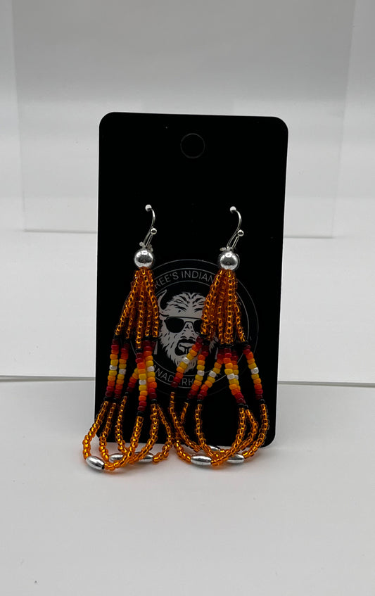 Large Beaded Earrings Orange 🍊