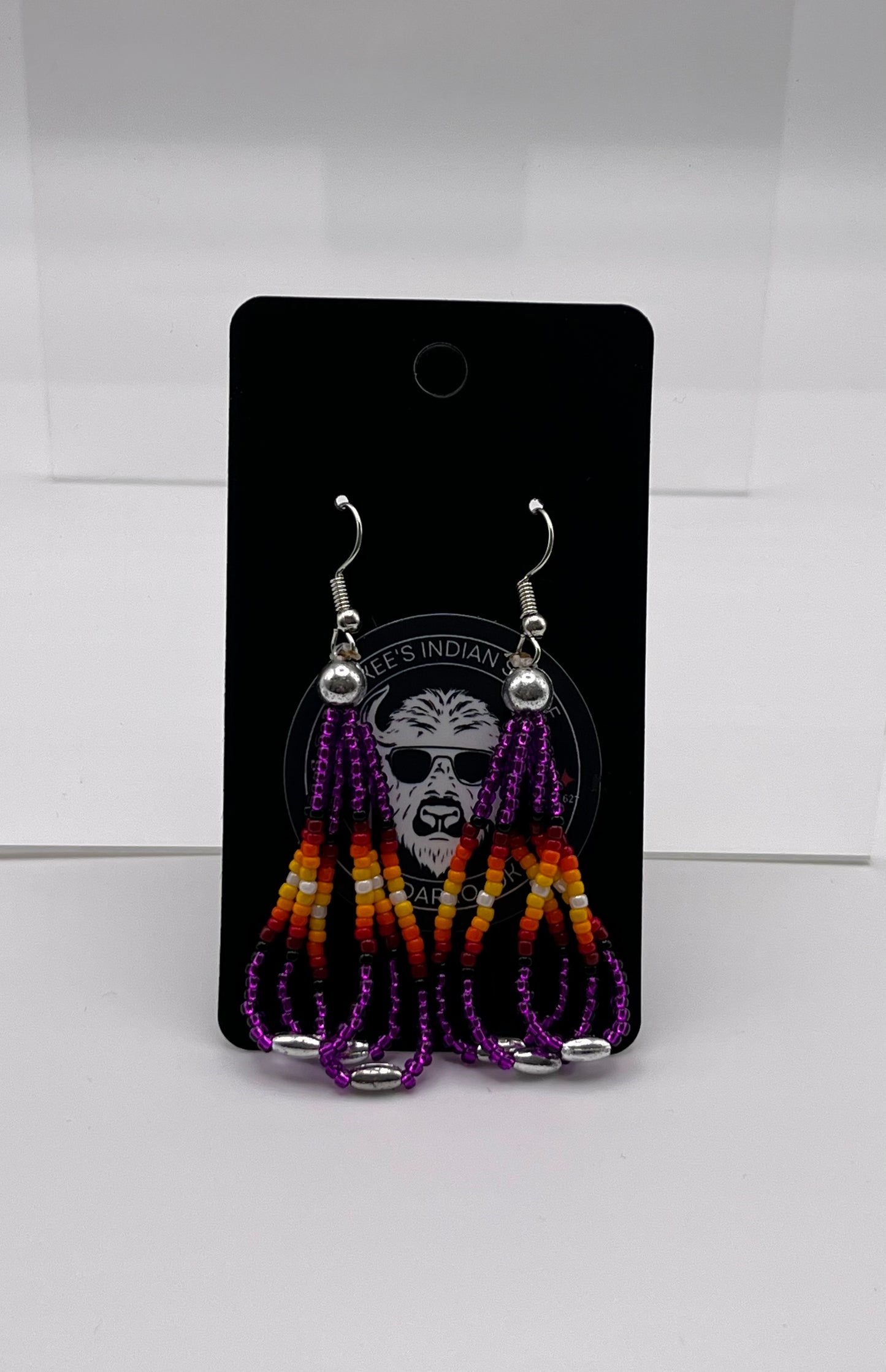 Medium Beaded Earrings Dark Fuchsia