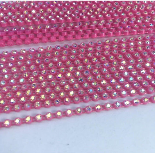 Rhinestone Banding; SS6 AB Pink (per yard)