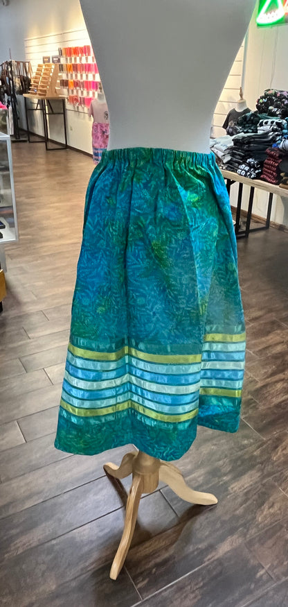 Adult Ribbon Skirt; Waist 32”, Turquoise