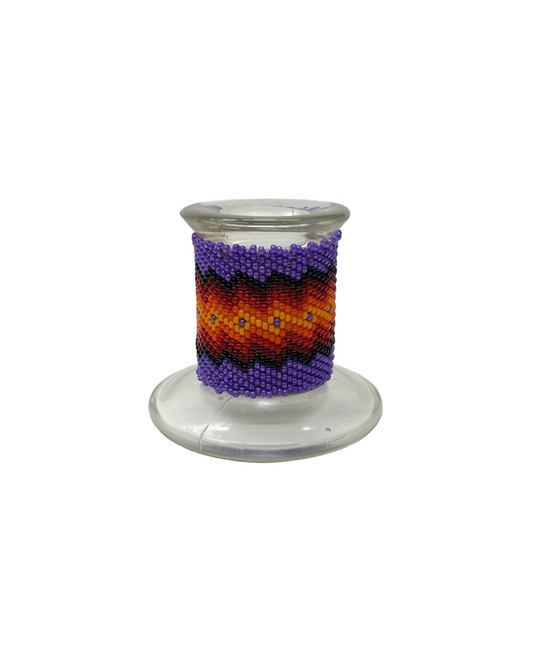Beaded Glass Candlestick(1), single; Purple