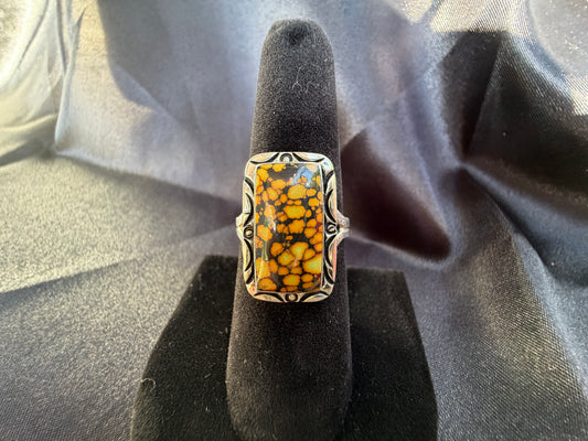Gaspeite / Sterling Silver Ring (Size 7 1/2)