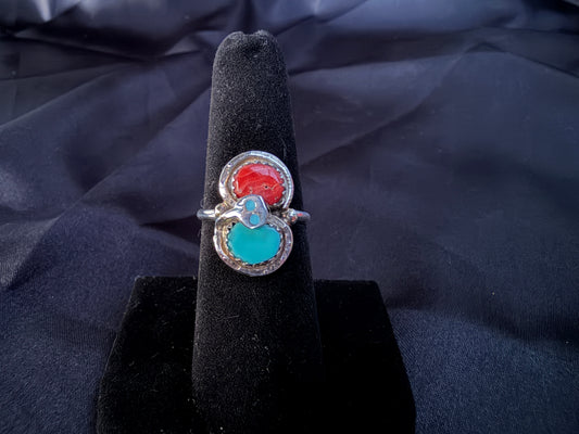 Kingman & Coral/Sterling Silver (Size 7