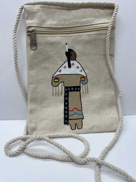 Hand Painted Canvas Crossbody Bag; Dancer (various colors)