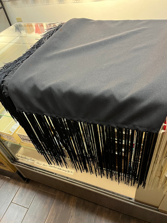 Gaberdine Shawl; Black with Black Fringe