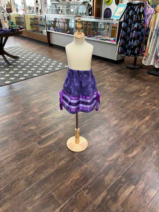 Girl’s Ribbon Skirt; Purple with Purple Ribbons