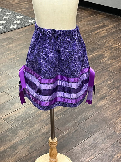 Girl’s Ribbon Skirt; Purple with Purple Ribbons
