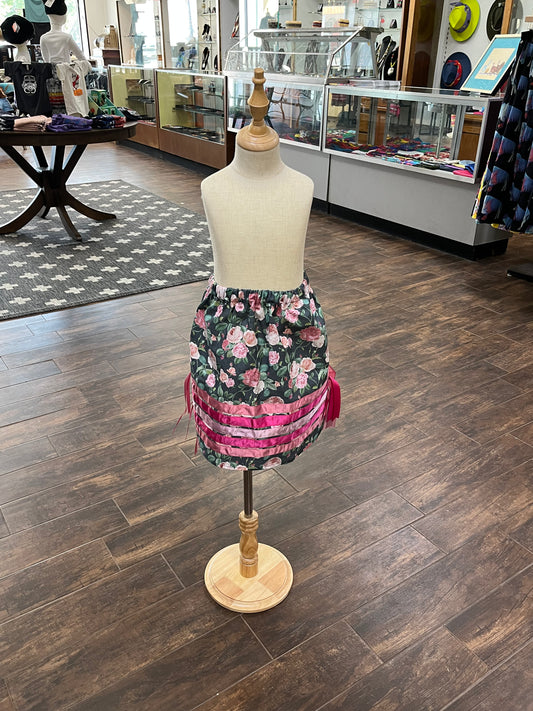 Girl’s Ribbon Skirt; Pink Roses with Pink Ribbons