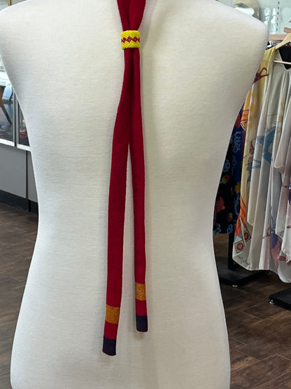 Men’s Red Broadcloth Tie with Yellow Beaded Bolo