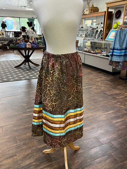 Adult Ribbon Skirt; Leaf Design, Waist 32”