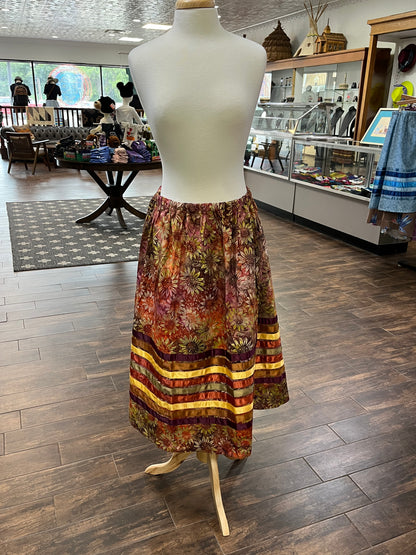 Adult Ribbon Skirt; Sunflower Design, Waist 34”