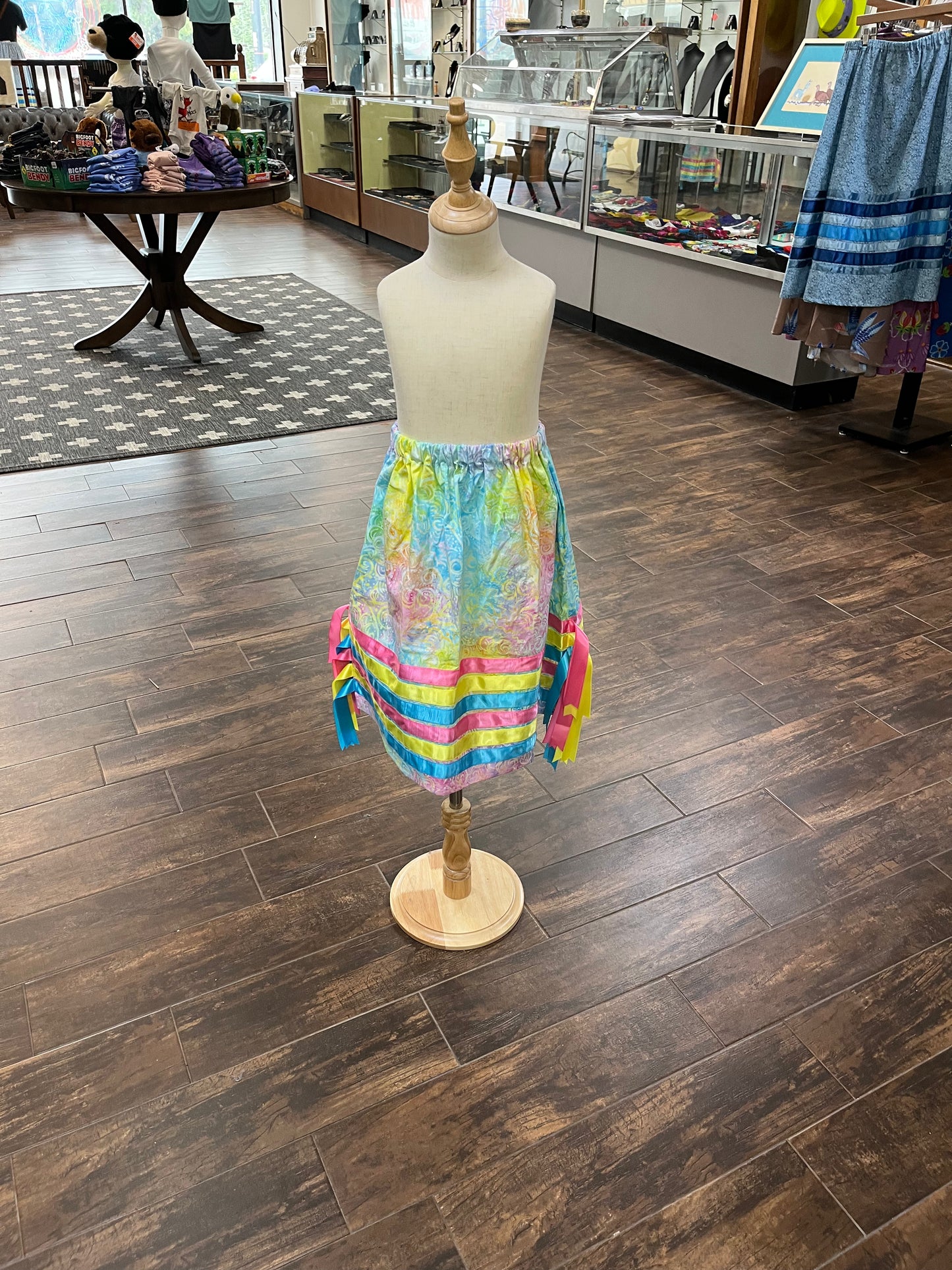 Girl’s Ribbon Skirt Pastel Rainbow; Size 8, 23” waist