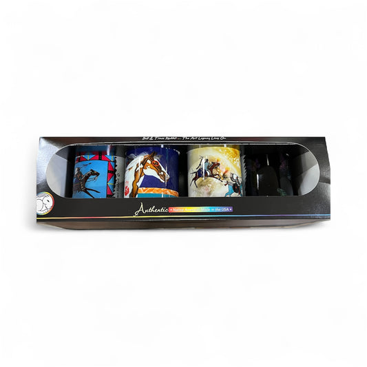 Traci Rabbit (4) Pack Mug Gift set; includes the images: Warrior, Legends We Ride, Running Free and Rainbow Butterflies 🦋