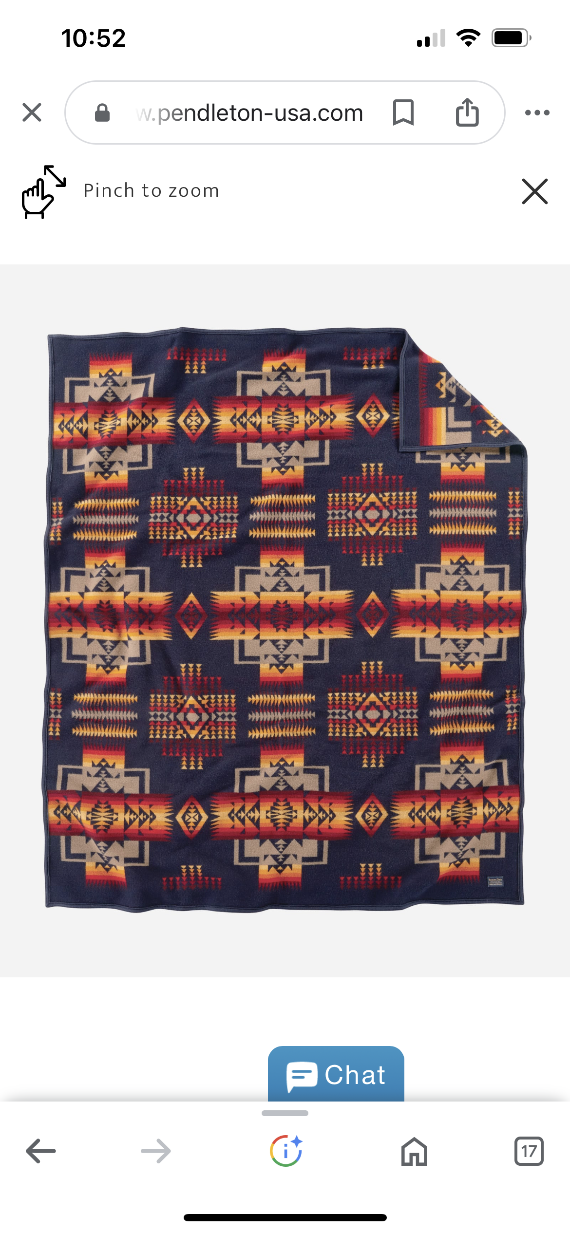 Pendleton Chief Joseph Blanket Indigo