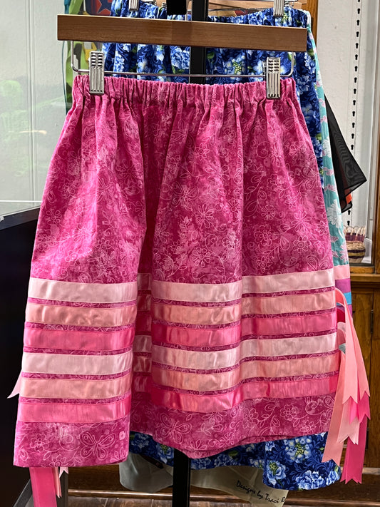 Girl’s Ribbon Skirt Size 8; Pink with Butterfly Design