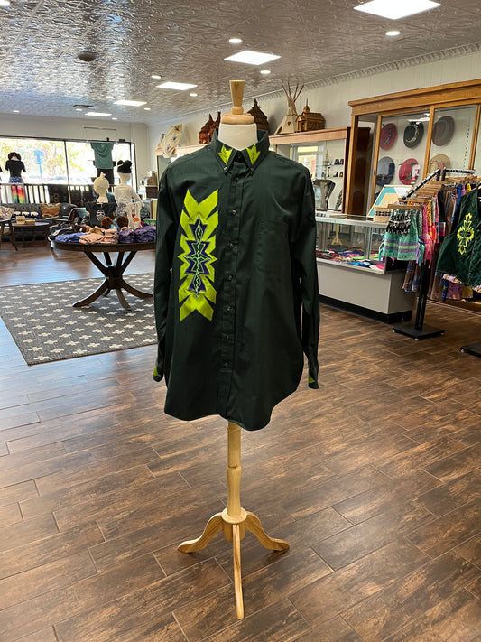 Men’s Ribbon Shirt; Dark Green 3XB