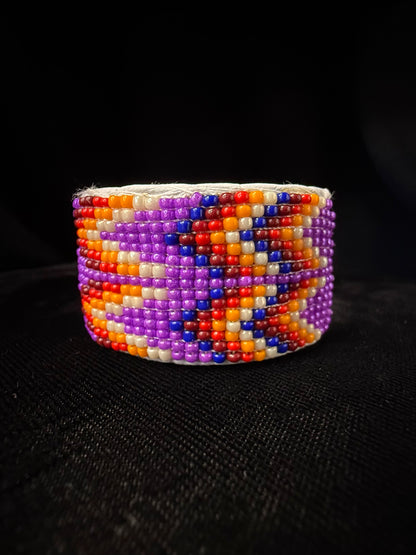 Beaded Cuff Bracelet - Purple