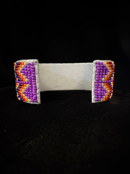Beaded Cuff Bracelet - Purple