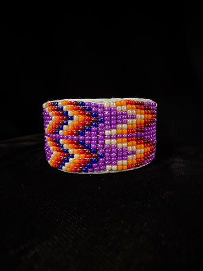 Beaded Cuff Bracelet - Purple