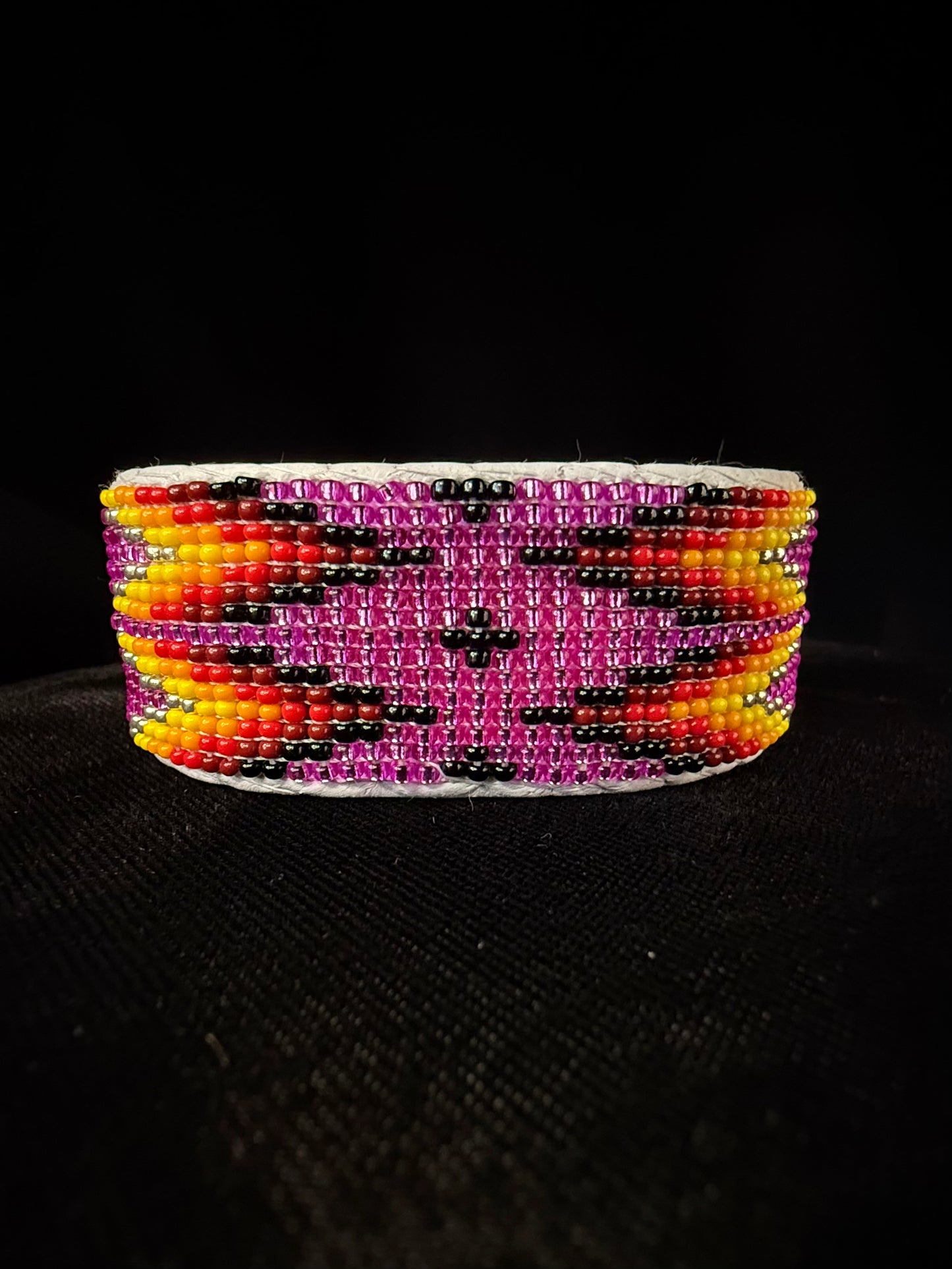 Beaded Cuff Bracelet - Fuchsia