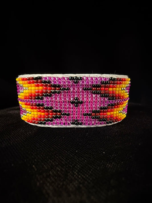 Beaded Cuff Bracelet - Fuchsia