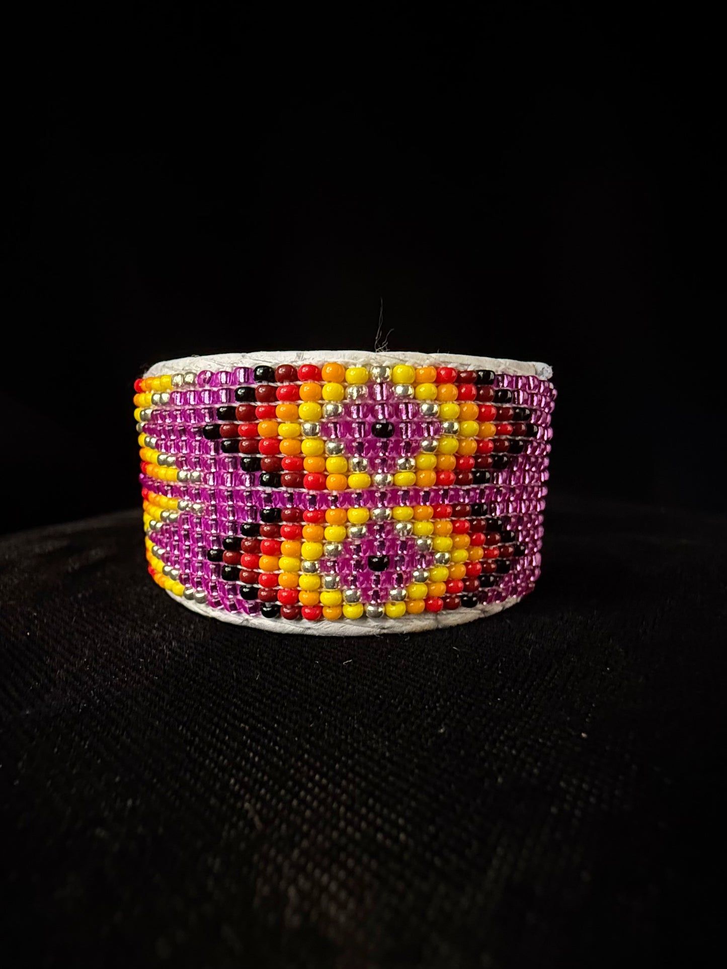 Beaded Cuff Bracelet - Fuchsia