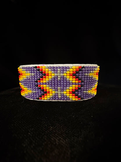 Beaded Cuff Bracelet - Dark Purple