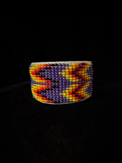 Beaded Cuff Bracelet - Dark Purple