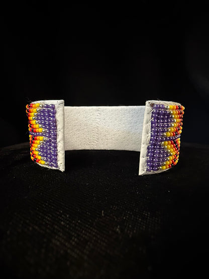 Beaded Cuff Bracelet - Dark Purple