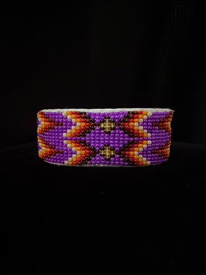 Beaded Cuff Bracelet - Purple