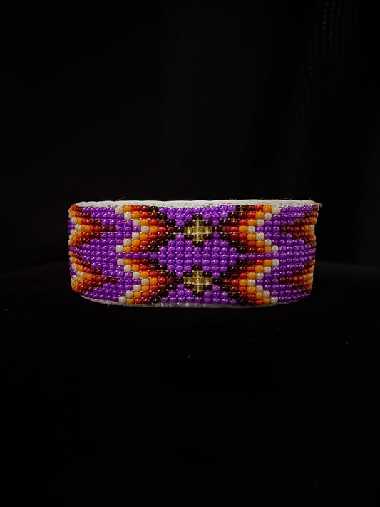 Beaded Cuff Bracelet - Purple