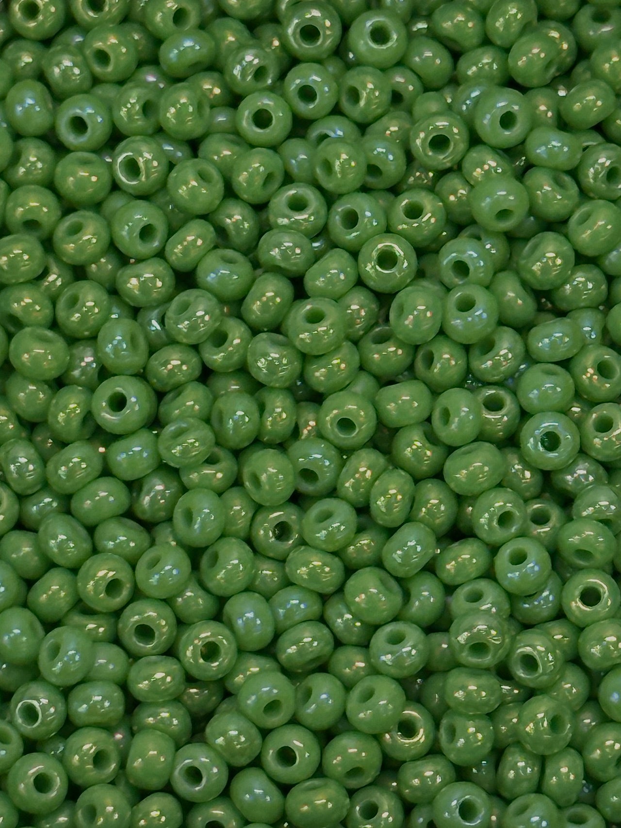 11 Seed Bead Opaque Rainbow Mint Green