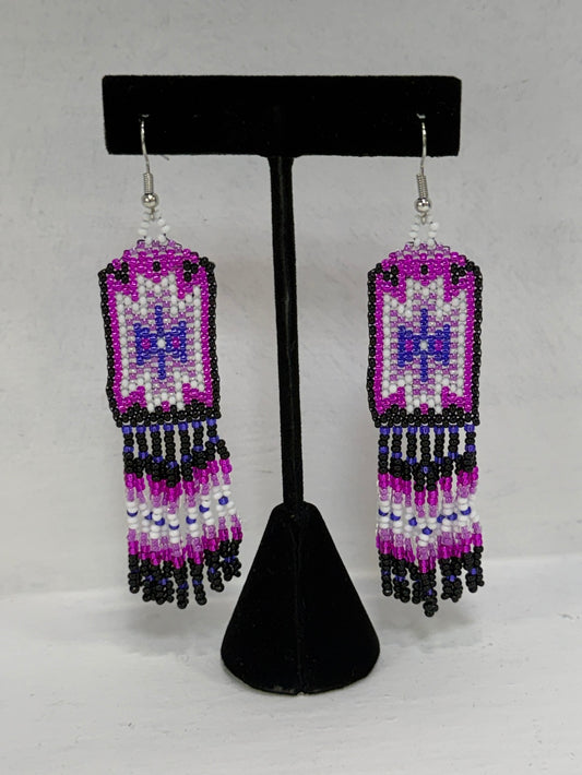 Brick Stitch Beaded Earrings - Fuchsia