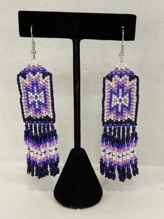 Brick Stitch Beaded Earrings - Purple