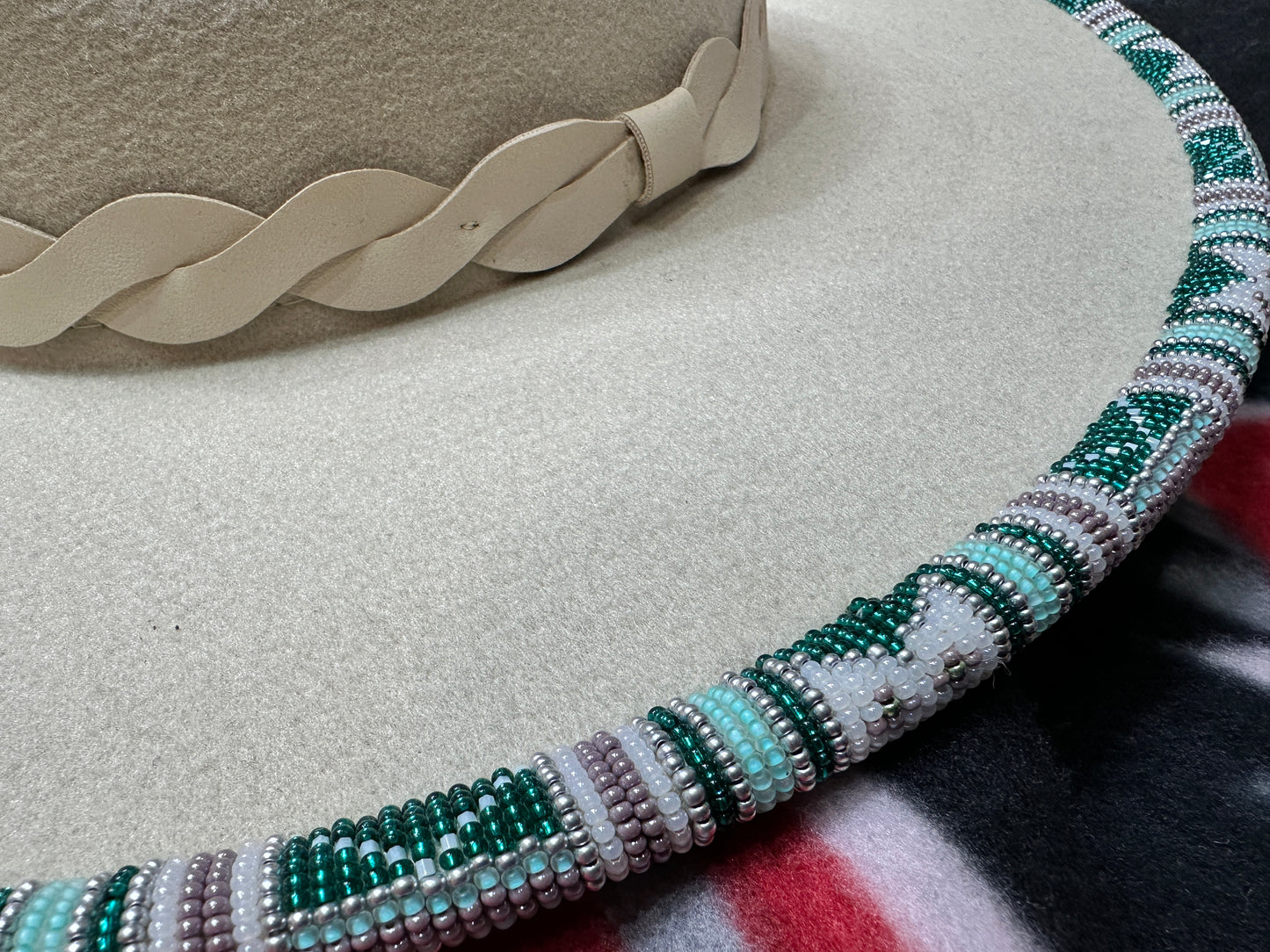 Beaded Brim Rancher's Hat -  Beaded by Local Kiowa Artist