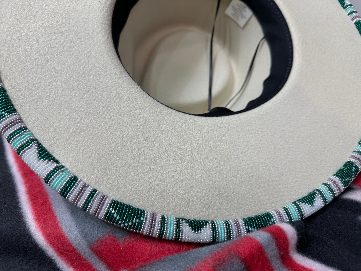 Beaded Brim Rancher's Hat -  Beaded by Local Kiowa Artist