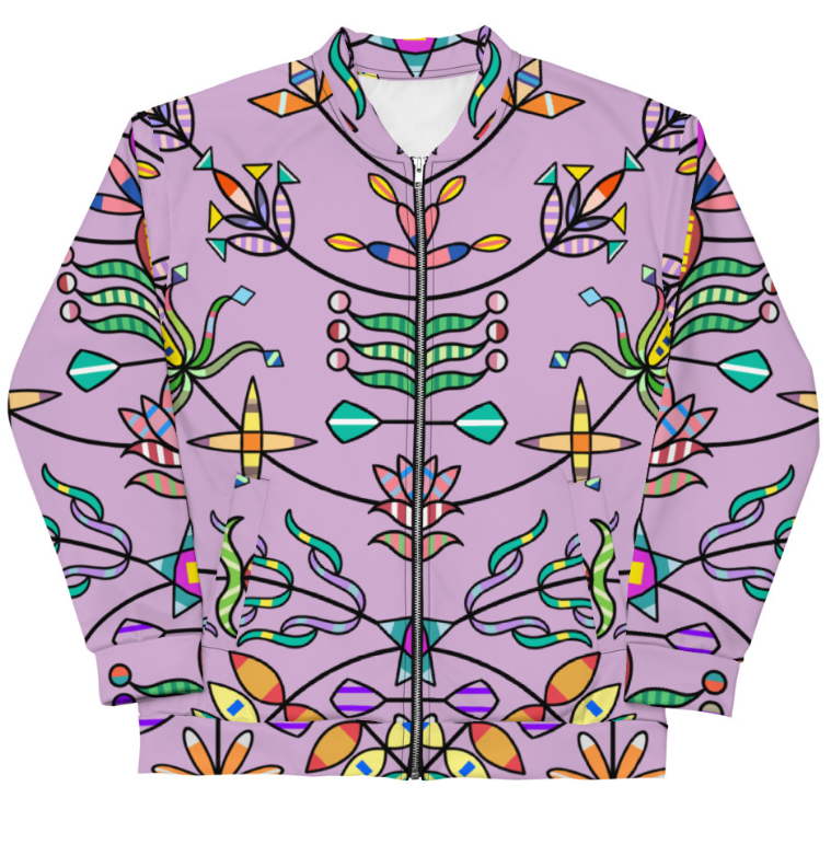 Unisex Bomber Jacket; Lilac Floral