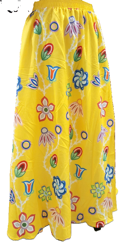 Yellow Floral with Strawberry Skirt; Lined, with Pockets