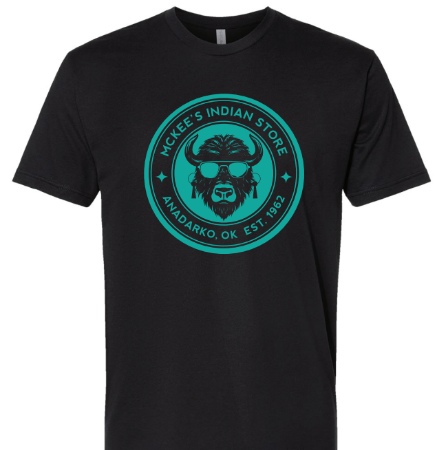 McKee's Logo Tee; Black with Teal Print