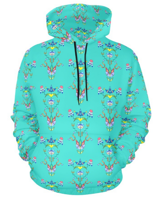 Floral Unisex Turquoise Hoodie