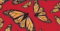 Teton Cotton Fabric; Monarch Butterfly; Red (by the yard)