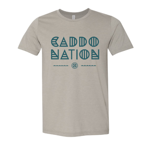 Caddo Nation Adult Tee; Heather Stone/Deep Teal