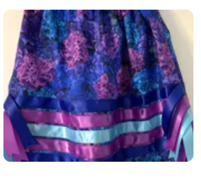 Girl's Ribbon Skirt Size 3; Dark Blue and Purple Hydrangeas