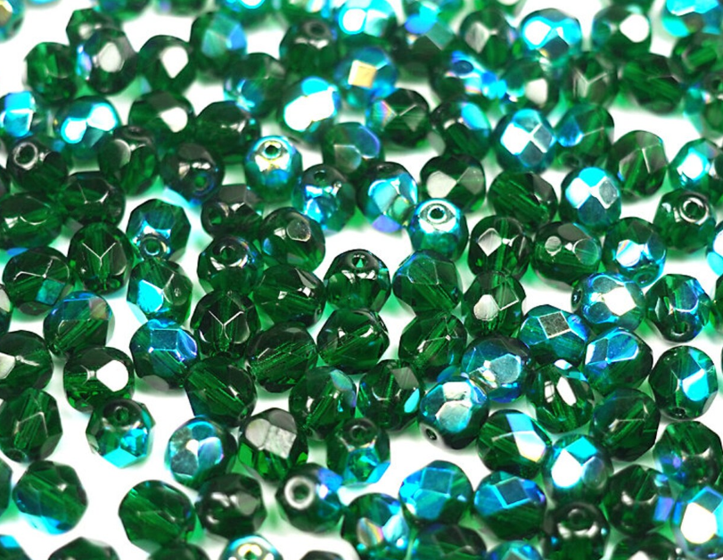 6mm Fire Polish Beads AB (Aurora Borealis)