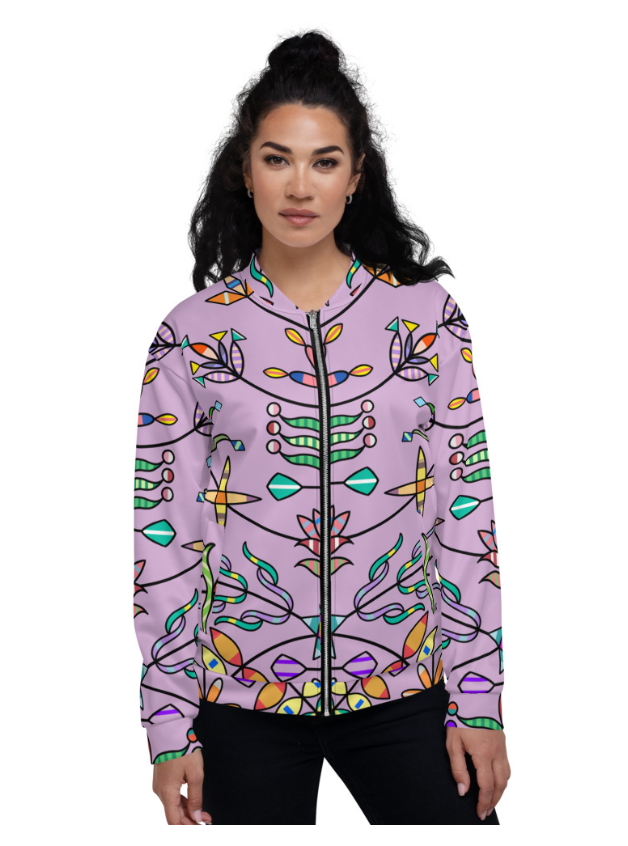 Unisex Bomber Jacket; Lilac Floral